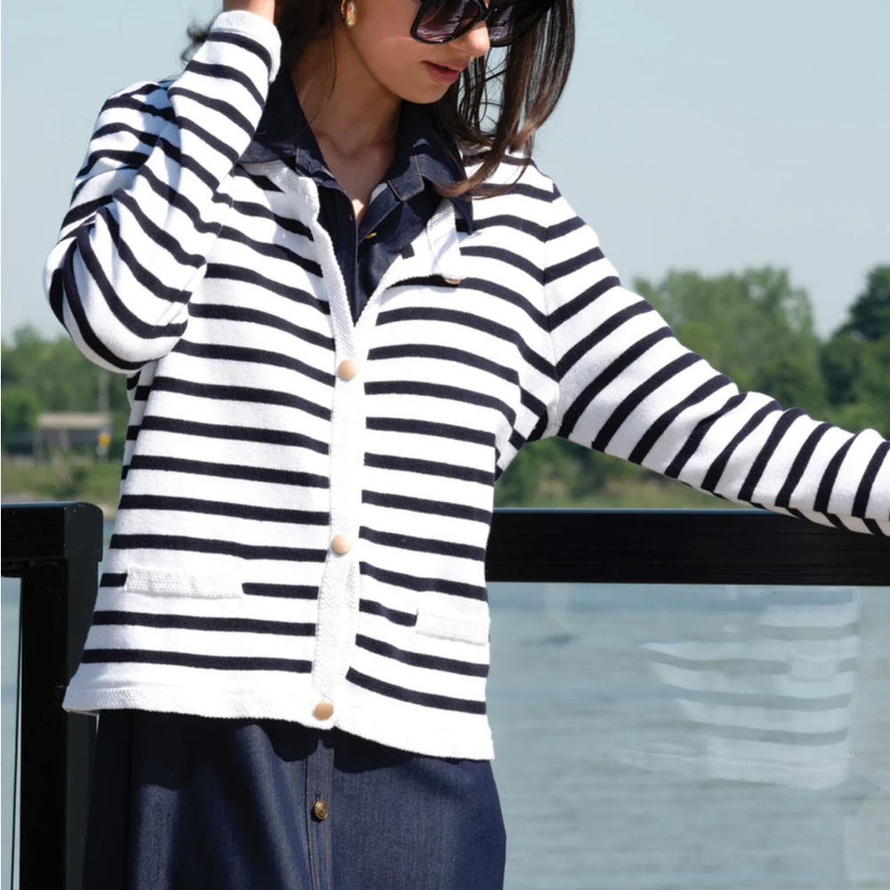 Alison Sheri Black and White Cardigan